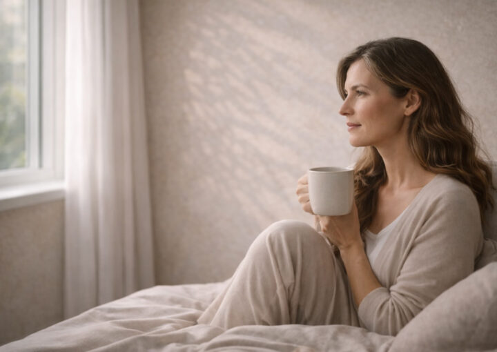 Mujer adulta reflexionando junto a una ventana durante un proceso de cambio personal y claridad emocional